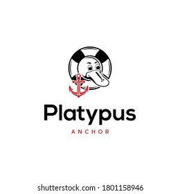 Platypus Anchor Animal Illustration Logo