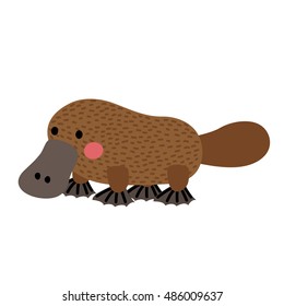 Platypus animal cartoon character isolated on white background.