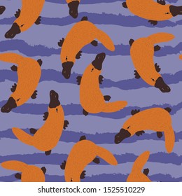 Platypus animals vector seamless pattern. Concept for print, wallpapers, cards, textile