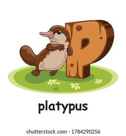 Platypus Cartoon 3D Wood Alphabet Animals Letter P