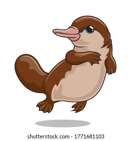 Ilustración de animales australianos con dibujos animados de Platypus