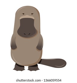 Platypus cartoon character isolated on white background. Cute native Australian animals hand drawn vector illustration