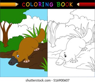 Platypus cartoon coloring book, Australian animals series