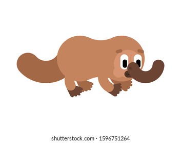 Platypus cartoon isolated. cute duckbill. ornithorhyncus vector illustration