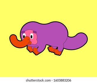 Platypus cartoon isolated. cute duckbill. ornithorhyncus vector illustration