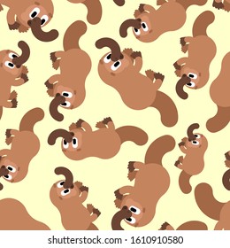 Platypus cartoon pattern seamless. cute duckbill background. Baby fabric texture. ornithorhyncus vector ornament