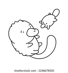 Platypus Character Coloring Page Animal Kawaii Baby