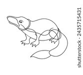 Platypus coloring continuous line art vector illustration.