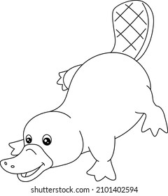 Platypus Coloring Page Isolated for Kids