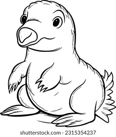 Platypus, colouring book for kids, vector illustration