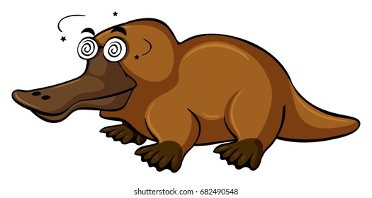 Platypus with dizzy face illustration