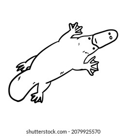 Platypus im Doodle-Stil. Einziger Vektor.