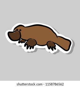 platypus duckbill doodle vector sticker