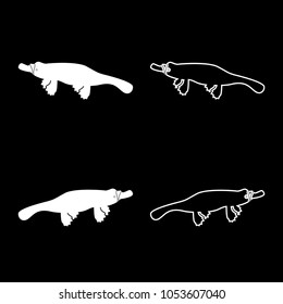 Platypus or duckbill icon set white color