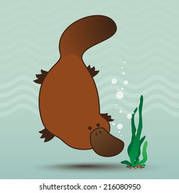 Platypus floating underwater