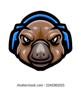 Platypus head logo mascot design