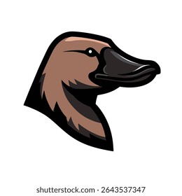 Platypus head watches silently wildlife closeup illustration logo