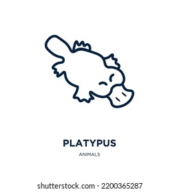 Platypus-Symbol aus der Tiersammlung. Dünne lineare Platypus, Australien, Tierumriss Symbol einzeln auf weißem Hintergrund. Linie, Vektorplatypus-Zeichen, Symbol für Web und Mobile