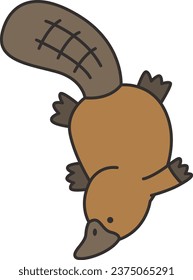 Platypus icon in doodle style isolated on white background