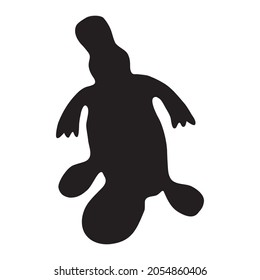 Platypus-Symbol einzeln auf weißem Hintergrund. Platypus schwarze Silhouette. Australisches wildes tropisches Tier. Duckbill Umriss einfache Form Draufsicht. Anatinus-Zeichen oder -Zeichen. Stock-Vektorgrafik