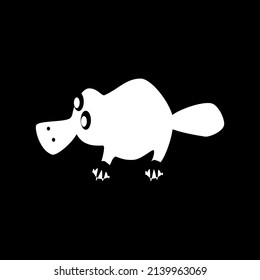 Platypus icon on black background. Vector icon of animal.