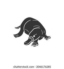 Platypus Icon Silhouette Illustration. Australian Animals Vector Graphic Pictogram Symbol Clip Art. Doodle Sketch Black Sign.