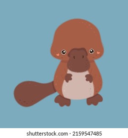 Platypus illustration. Vector illustration of a cute animal. Cute little illustration of platypus for kids, baby book, fairy tales, baby shower invitation, textile t-shirt, sticker. svg