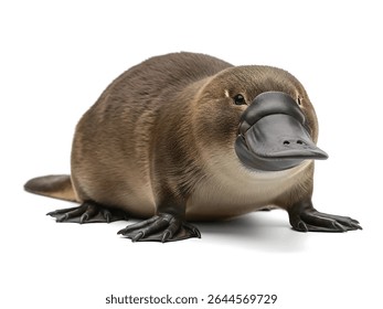 Platypus Isolated on White Background – Unique Australian Mammal with Duckbill and Webbed Feet