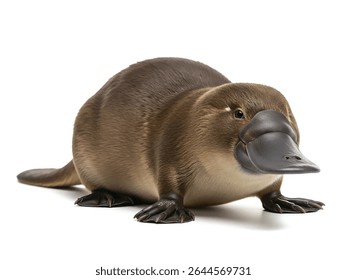 Platypus Isolated on White Background – Unique Australian Mammal with Duckbill and Webbed Feet