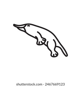 Platypus Isolated Outline Icon, Vektorillustration