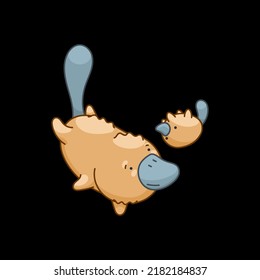 Platypus in kawaii style, cute cartoon character