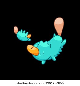 Platypus in Kawaii Style, cute Cartoon Character