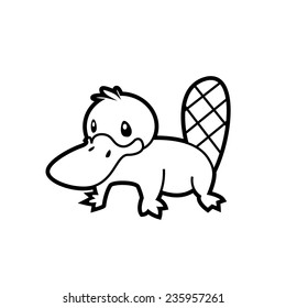 platypus line drawing vector Australian aborigine - sign is useful for creating a logo design or coloring book