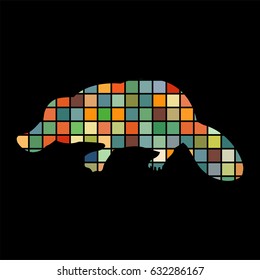 Platypus mammal color silhouette animal