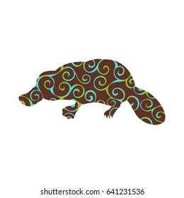 Platypus mammal color silhouette animal