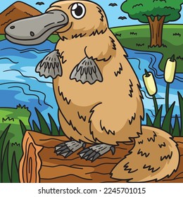 Platypus Marine Animal Colored Cartoon