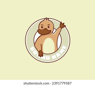 Platypus mascot cartoon illustration vector logo	
