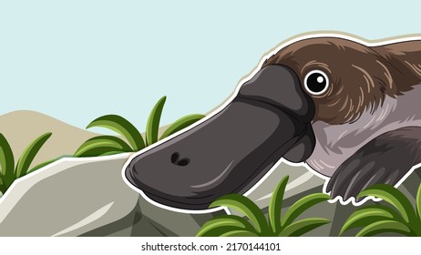 Platypus in nature background illustration