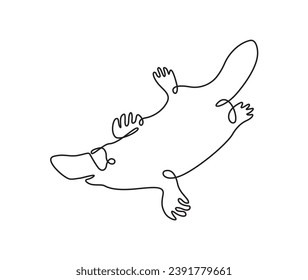 Platypus one continous line. platypus in outline. stock illustration