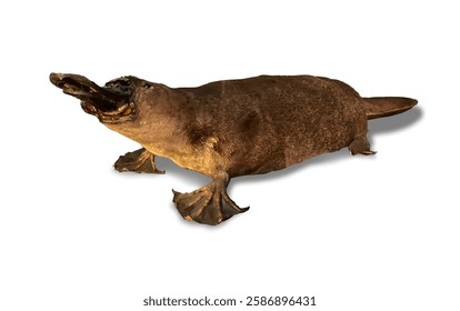 Platypus, Ornithorhynchus anatinus, vector illustration on white background