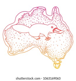 platypus over australian map wild animal