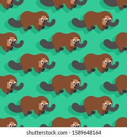 Platypus pattern seamless. cute duckbill background. Baby fabric texture. ornithorhyncus vector ornament