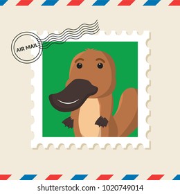 Platypus postage stamp on air mail envelope