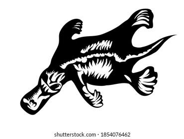 platypus silhouette isolated on white background