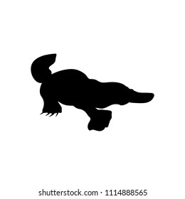 Platypus silhouette on the white background. Vector illustration