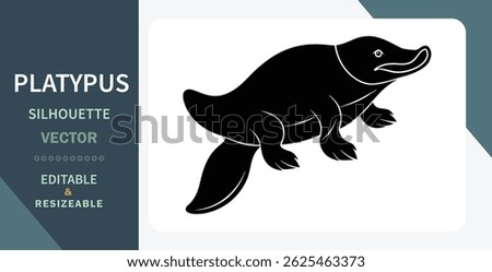 Platypus Silhouette Vector Editable, Resizable, Monochrome, Aquatic Mammal