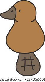 platypus sitting icon. Cute doodle platypus. Vector illustration