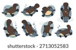 Platypus in various poses with transparent background