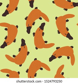 Platypus vector animals seamless pattern. Concept for print, wallpapers, cards, textile