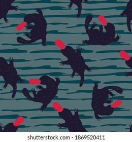 Platypuses. Seamless pattern. Vector illustration.